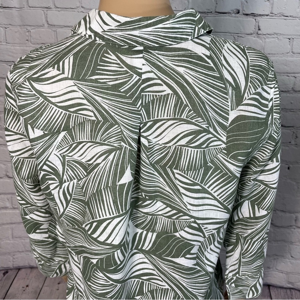 Chico's Linen Fresh Leaves No Iron Shirt Size 0 US S - Picture 11 of 11